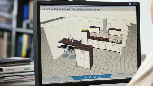 Planungsdarstellung am Computer durch #Branche1# Planungsdarstellung einer Küche in 3D am Computer durch #Branche1#